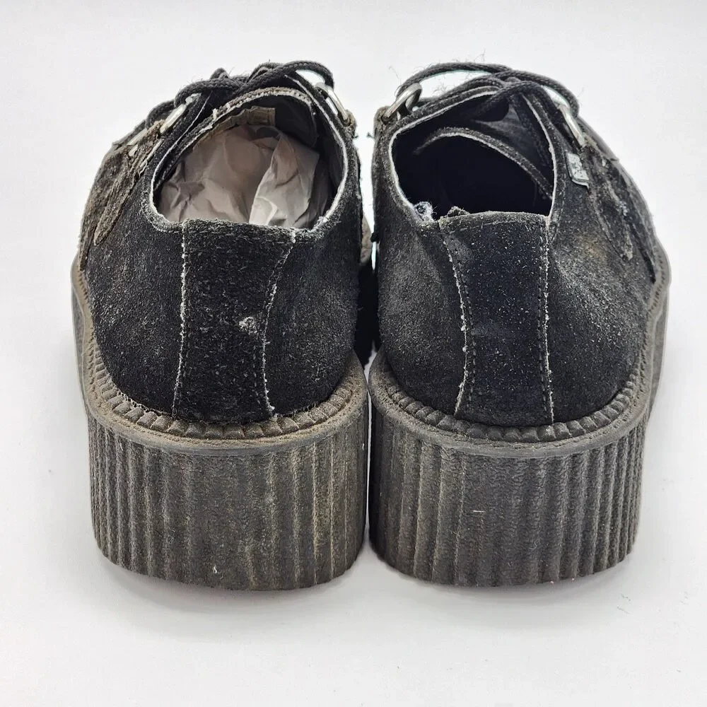 T.U.K. TUK Vintage Viva Mondo Creepers Platform Shoes Black Suede Women's Size 7